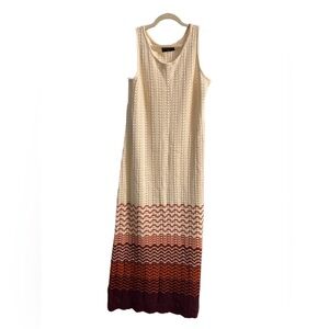 Women’s Lane Bryant Cream and Brown Maxi Dress Size: 14